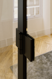 Hietakari Bl&auml;k 987 Paris lasisein&auml; pariovella ja saranapuolen sivulaseilla mattamusta ja valkoinen