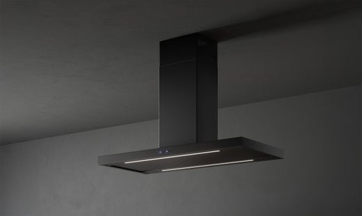 FALMEC PLANE Plus 90 ja 120 cm mattamusta saarekeliesituuletin